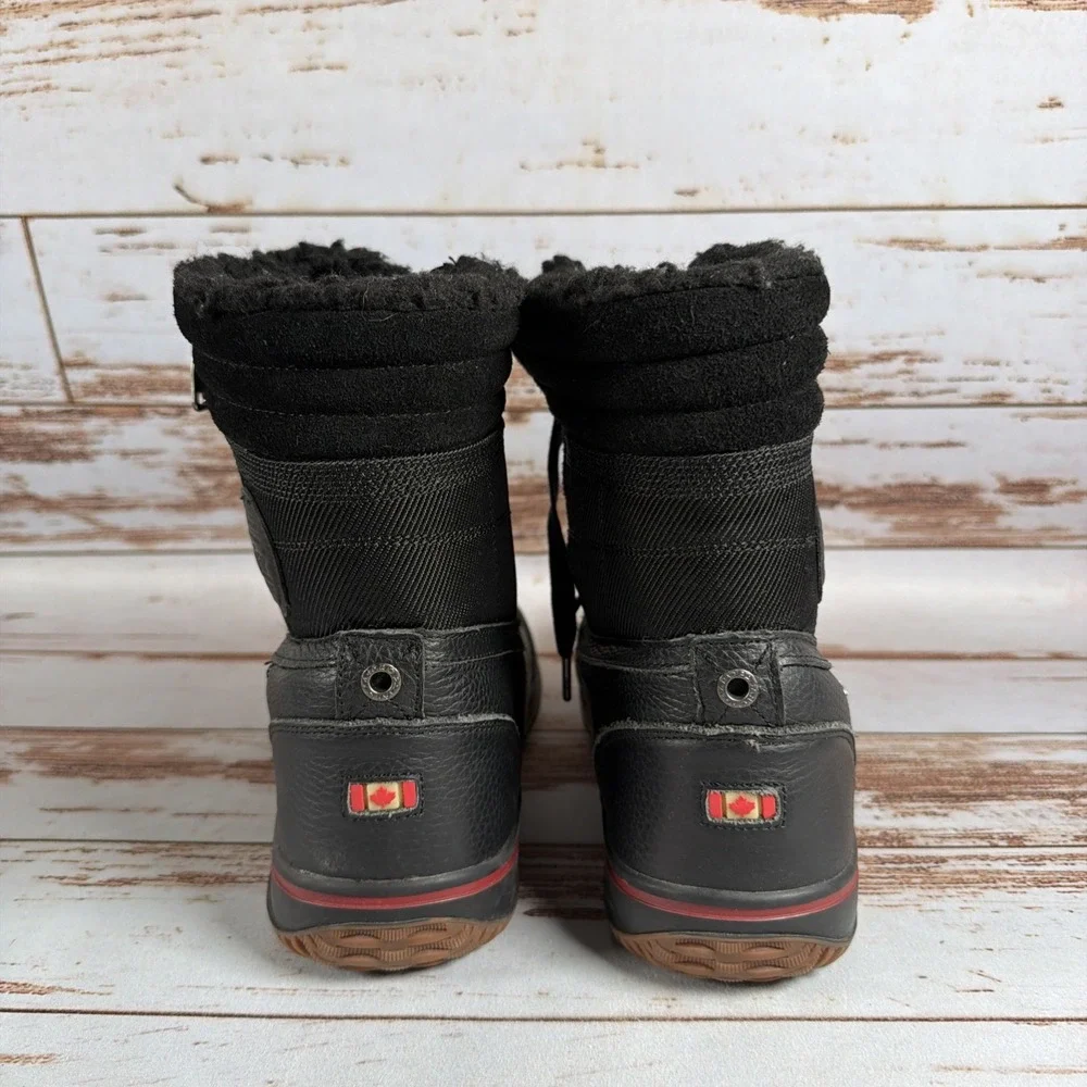 Pajar Mens Black Leather Lace Up Faux Fur Winter Boots US 12-12.5 EU 45